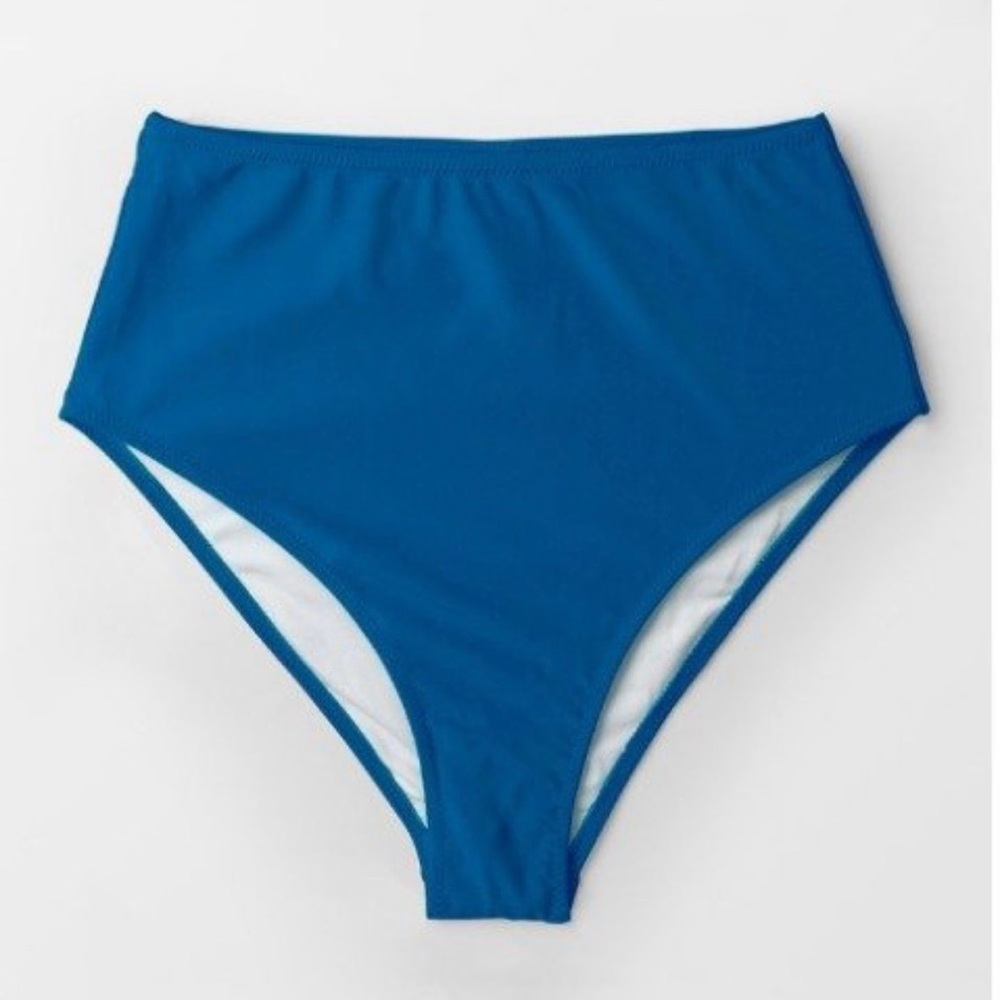 NWT CupShe Bright Blue High Waisted Bikini Swimsuit Bottoms Women XL
